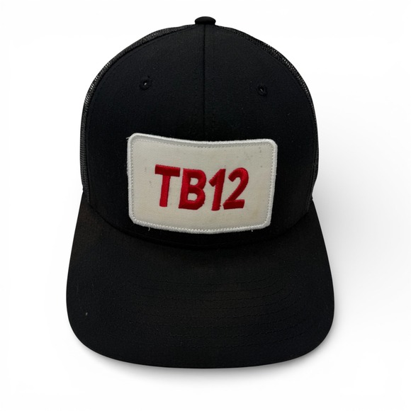 TB12 Tom Brady Black Trucker Hat Mesh Back Adjustable Snapback Patch Logo Men - Picture 2 of 8